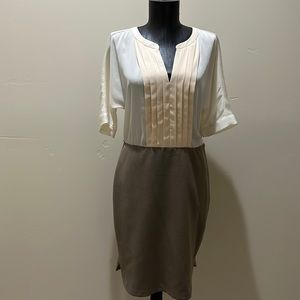 Ann Taylor ivory and beige career dress size 6